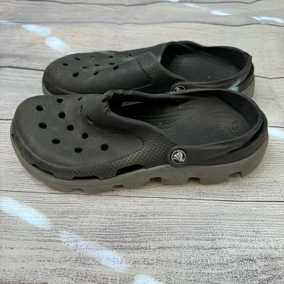 Crocs Duet Sport Black Slide On Clogs Men Size 9 Women Size 11 - Picture 1 of 9